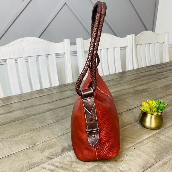 Vintage Fossil Shoulder Bag Red Pebbled Leather Y2K - Picture 3 of 8